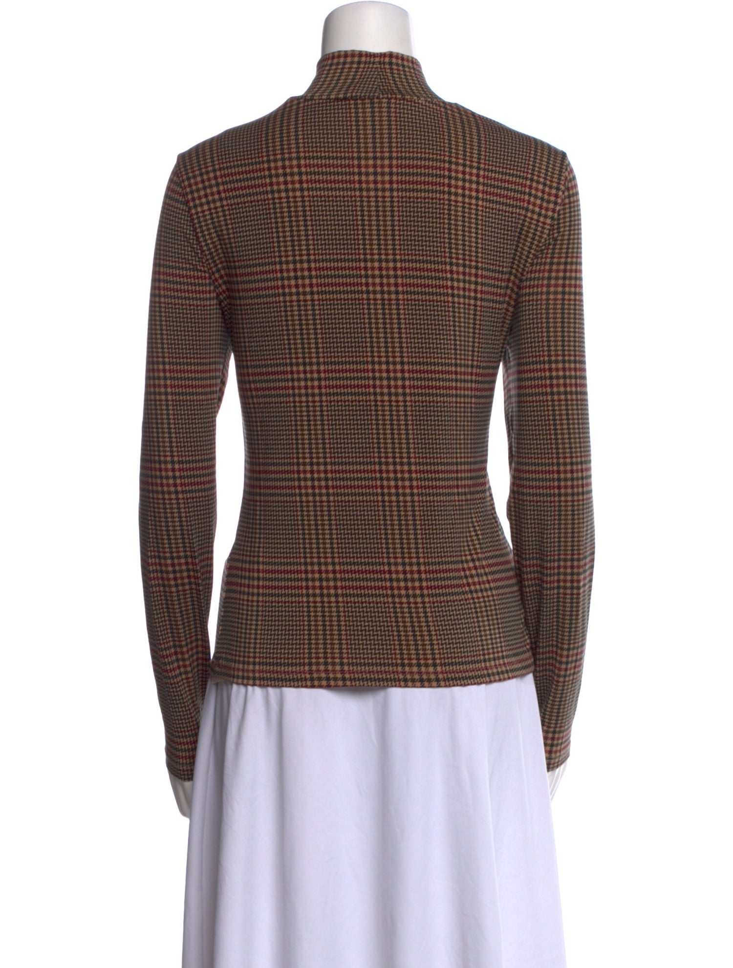 Veronica Beard Houndstooth Print Turtleneck Top